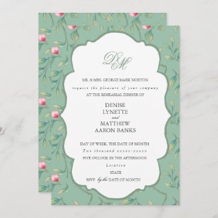 Invitation Dîner de répétition Cameo Green et Basil Green