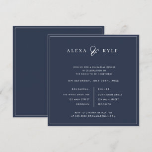 Invitation Dîner de répétition Carré bleu de la Marine Invita