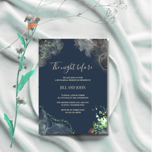 Invitation Dîner de répétition céleste vert mariage