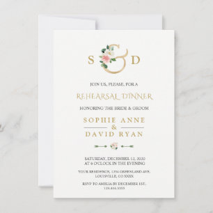 Invitation Dîner de répétition Charm Blush Floral Gold Ampers