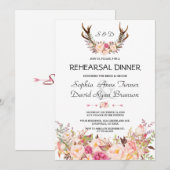 Invitation Dîner de répétition Charm Rose Blush Floral (Devant / Derrière)