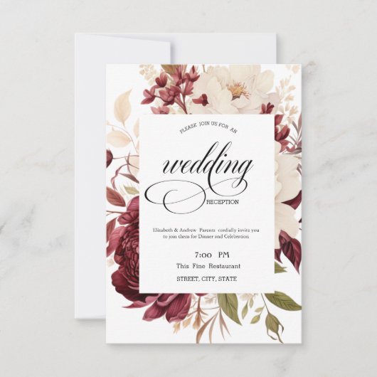 Invitation Dîner de répétition Chic Bourgogne (Devant)