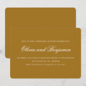Invitation Dîner de répétition chic en or moutarde Script élé (Devant / Derrière)
