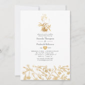 Invitation Dîner de répétition chic floral or (Devant)