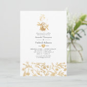 Invitation Dîner de répétition chic floral or (Debout devant)