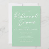 Invitation Dîner de répétition Chic Mint Green White Script (Devant)