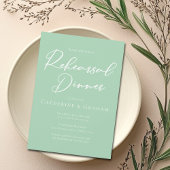 Invitation Dîner de répétition Chic Mint Green White Script