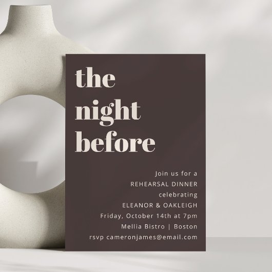 Invitation Dîner de répétition chic moderne typographie grass