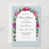 Invitation Dîner de répétition chic rose printanier de fleurs (Devant)