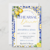 Invitation Dîner de répétition Citron Méditerranée Carreaux B (Devant)