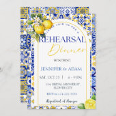 Invitation Dîner de répétition Citron Méditerranée Carreaux B (Devant / Derrière)