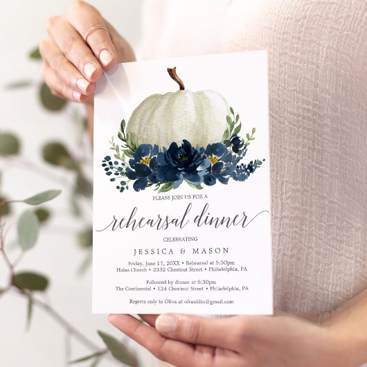 Invitation Dîner de répétition Citrouille bleu de la marine I