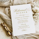 Invitation Dîner de répétition classique Elegant Gold Mariage<br><div class="desc">Répétition de mariage d'or antique formelle conception d'invitation dispose de belle typographie qui combine un script de calligraphie fleuri traditionnel avec lettrage de bloc classique. Comprend un accent décoratif design de défilement. Le texte personnalisé peut être entièrement personnalisé pour l'événement spécial. Veuillez acheter notre collection Classic Elegant Antique Gold Mariage...</div>