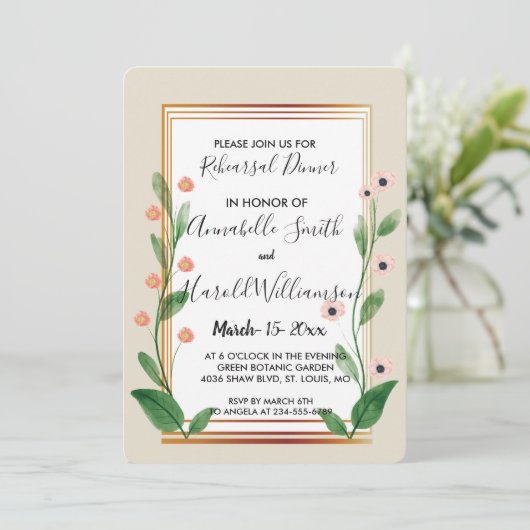 Invitation Dîner de répétition classique et élégant (Debout devant)