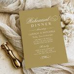 Invitation Dîner de répétition classique Mariage d'or<br><div class="desc">Répétition de mariage d'or antique formelle conception d'invitation dispose de belle typographie qui combine un script de calligraphie fleuri traditionnel avec lettrage de bloc classique. Comprend un accent décoratif design de défilement. Le texte personnalisé peut être entièrement personnalisé pour l'événement spécial. Veuillez acheter notre collection Classic Elegant Antique Gold Mariage...</div>