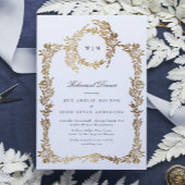 Invitation Dîner de répétition classique Monogram Gold Crest