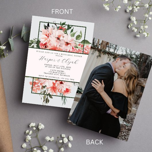 Invitation Dîner de répétition classique rouge flou intempore