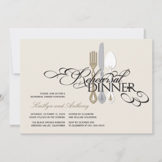 Invitation Dîner de répétition Classique Scrolls 2 Mariage In (Devant)