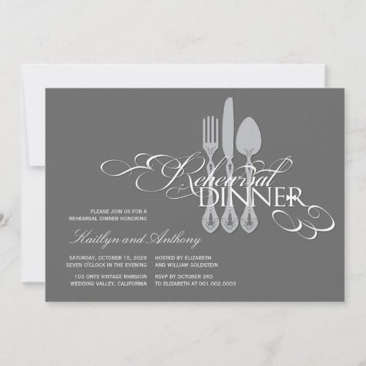 Invitation Dîner de répétition Classique Scrolls 2 Mariage In (Devant)