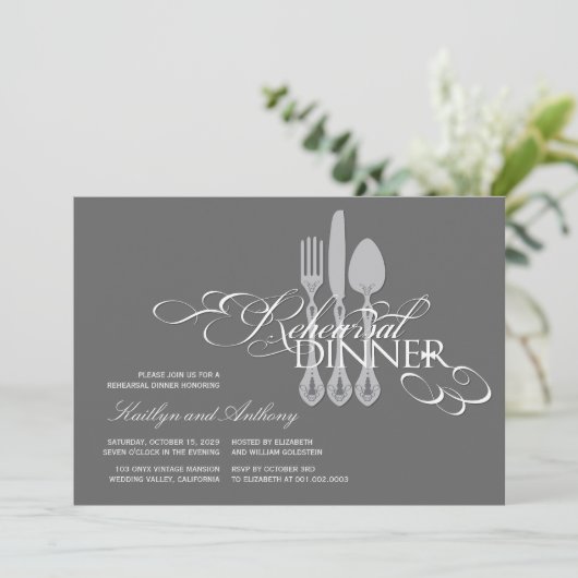 Invitation Dîner de répétition Classique Scrolls 2 Mariage In (Debout devant)