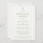 Invitation Dîner de répétition classique vert et beige (Devant)