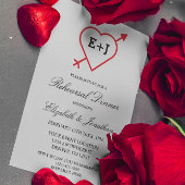 Invitation Dîner De Répétition Coeur Et Flèche Monogramme