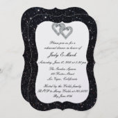 Invitation Dîner de répétition Coeurs Diamants de Parties sci (Devant / Derrière)