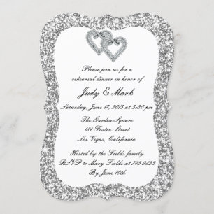 Invitation Dîner de répétition Coeurs Diamants Parties scinti
