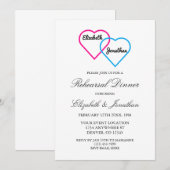Invitation Dîner de répétition Cœurs entrelacés (Devant / Derrière)