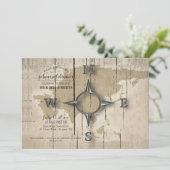 Invitation Dîner de répétition Compass et World Map (Debout devant)