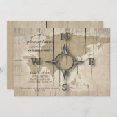 Invitation Dîner de répétition Compass et World Map (Devant / Derrière)