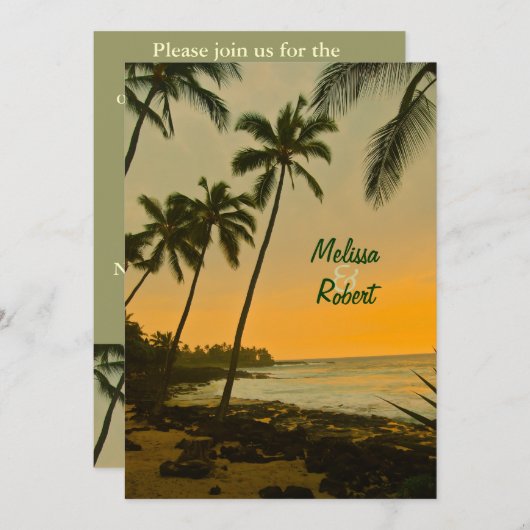 Invitation Dîner de répétition Conception de palmiers (Devant / Derrière)