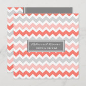 Invitation Dîner de répétition Coral Grey Chevron (Devant / Derrière)