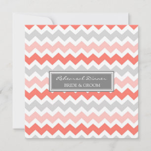 Invitation Dîner de répétition Coral Grey Chevron