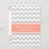 Invitation Dîner de répétition Coral Grey Chevron (Devant / Derrière)