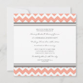 Invitation Dîner de répétition Coral Grey Chevron (Dos)