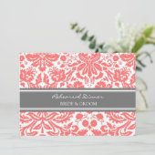 Invitation Dîner de répétition Coral Grey Damask (Debout devant)