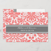 Invitation Dîner de répétition Coral Grey Damask (Devant / Derrière)