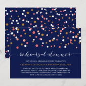 Invitation Dîner de répétition Coral & Navy Confetti Invitati (Devant / Derrière)