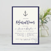 Invitation Dîner de répétition corde nautique ancre bleu mari (Debout devant)