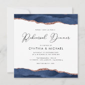 Invitation dîner de répétition d'agate d'or marine et rose (Devant)