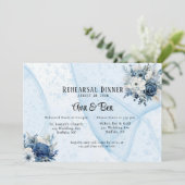 Invitation Dîner de répétition d'alcool bleu floral de la mar (Debout devant)