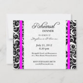 Invitation Dîner de répétition Damask Swirl à Fuchsia (Devant)