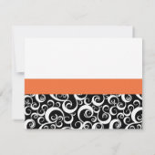 Invitation Dîner de répétition Damask Swirl en Orange (Dos)
