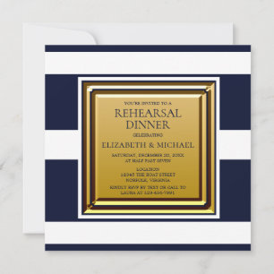 Invitation Dîner de répétition d'ancre à rayures bleu marine 