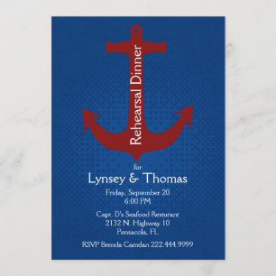 Invitation Dîner de répétition d'Ancres nautiques élégant