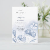 Invitation Dîner de répétition d'aquarelle bleu-bleu foncé (Debout devant)