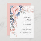 Invitation Dîner de répétition d'aquarelle bleu rose pâle (Devant / Derrière)