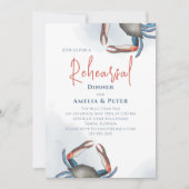 Invitation Dîner de répétition d'aquarelle Crabe bleu Mer mar (Devant)