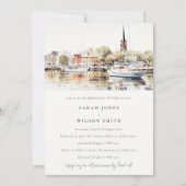 Invitation Dîner de répétition d'aquarelle d'Annapolis Maryla (Devant)